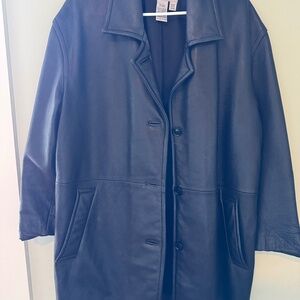 Vintage 90s Eddie Bauer women’s black leather coat M